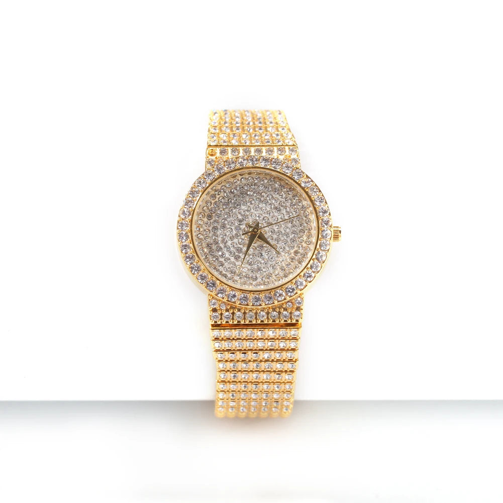 THE BLING KING Women's Luxury Casual Automatic Watch Stainless Steel Iced Out Bling Waterproof Wrist Watches Gift For Women