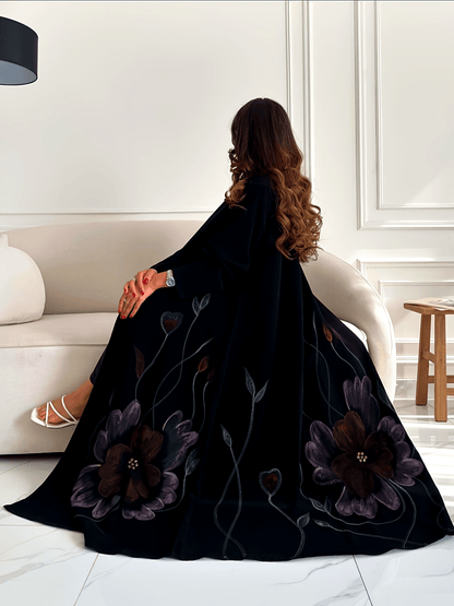 عباية نسائية أنيقة مطبوعة، معطف خارجي كبير بتصميم زهور، مناسبة للتنقل والخروج، هدية رأس السنة، ملابس رأس السنة وعيد الحب، ملابس عربية LL168