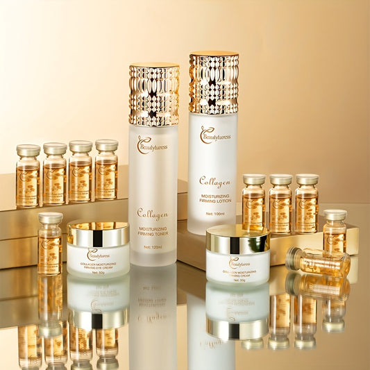 Collagen skincare set contents laid out