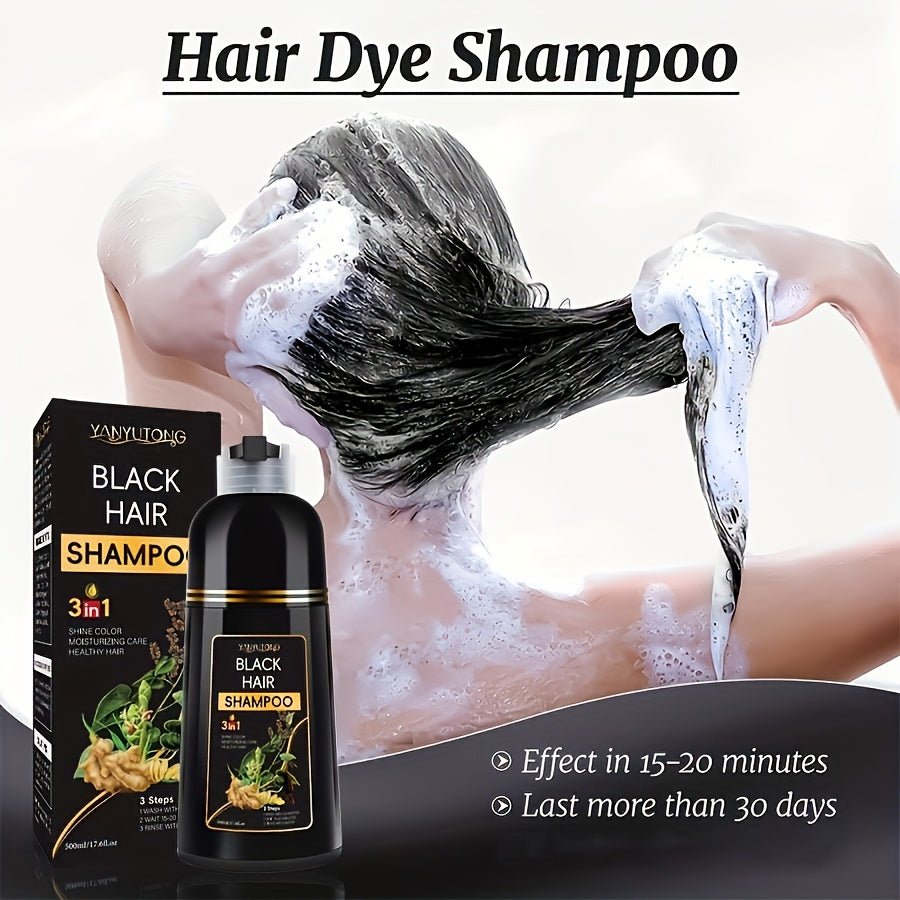 Black hair dye shampoo, 500 ml bottle — view 1