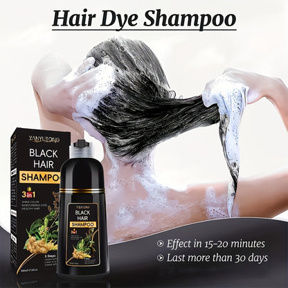 Black hair dye shampoo, 500 ml bottle — view 1