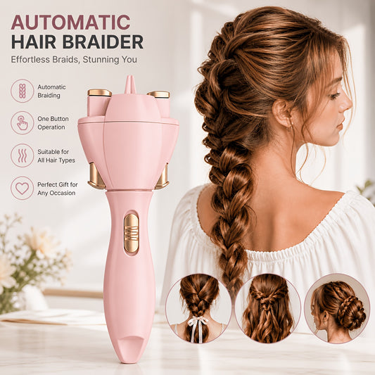 Hair twisting styler shown in the hand for scale