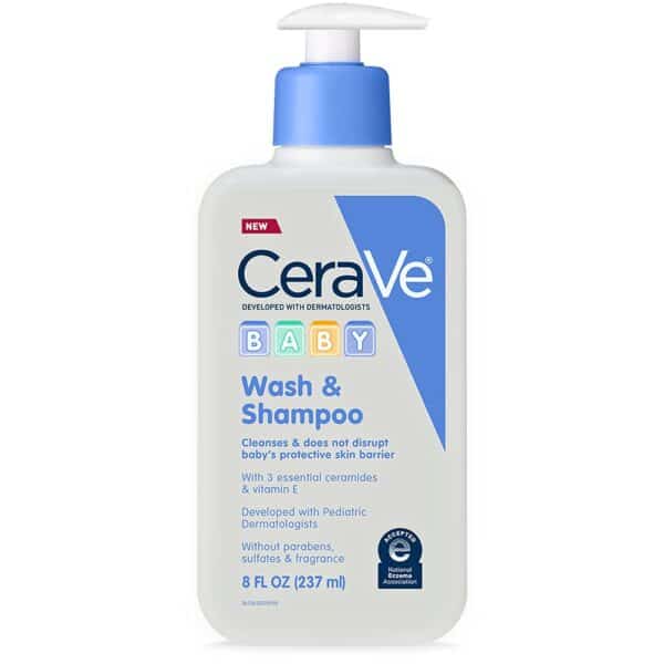 غسول وشامبو للأطفال CeraVe Baby Wash & Shampoo – تنظيف لطيف بدون دموع مع السيراميد وفيتامين E 237 مل