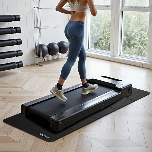 Foldable treadmill floor protection mat, laid flat